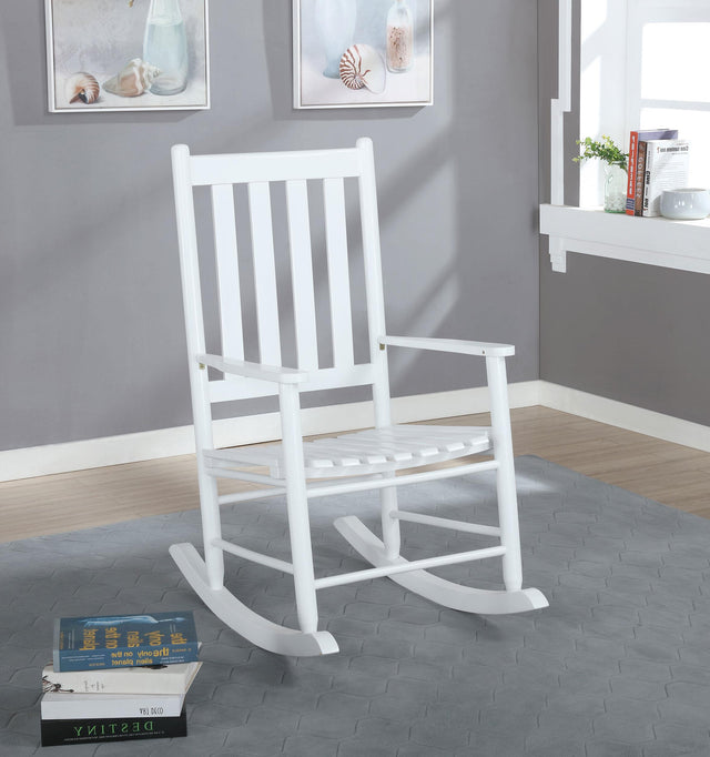 Coaster Annie Slat Back Solid Wood Rocking Chair White