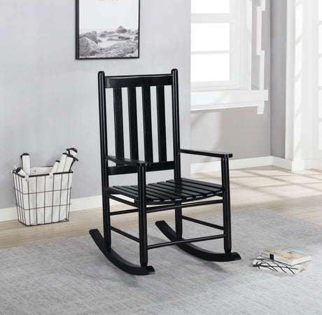 Coaster Annie Slat Back Solid Wood Rocking Chair Black