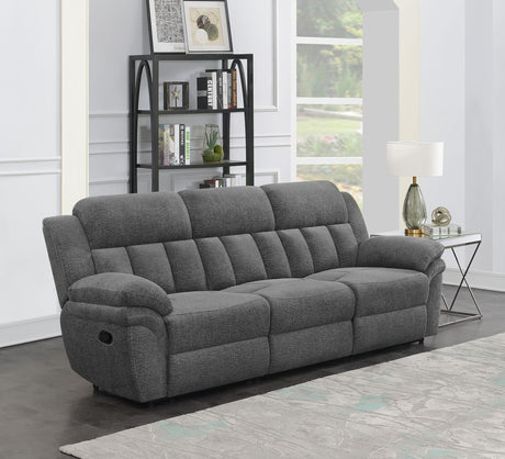 Coaster Bahrain Upholstered Motion Sofa Charcoal
