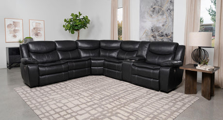 Coaster Sycamore Upholstered Power Reclining Sectional Sofa Grey