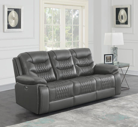 Coaster Flamenco Upholstered Power Reclining Sofa Charcoal