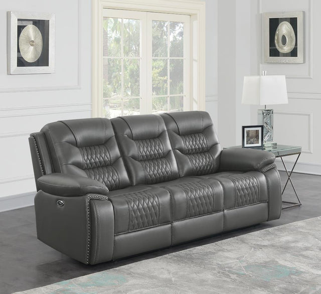 Coaster Flamenco Upholstered Power Reclining Sofa Charcoal