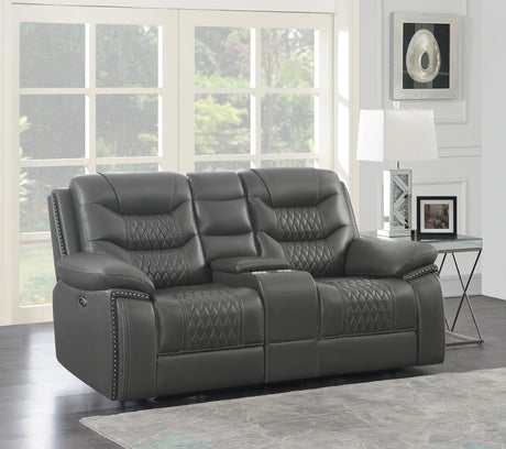 Coaster Flamenco Upholstered Power Reclining Loveseat Charcoal