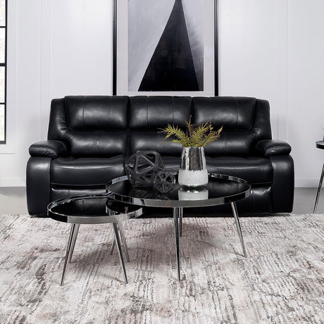 Coaster Camila Upholstered Motion Reclining Sofa Black