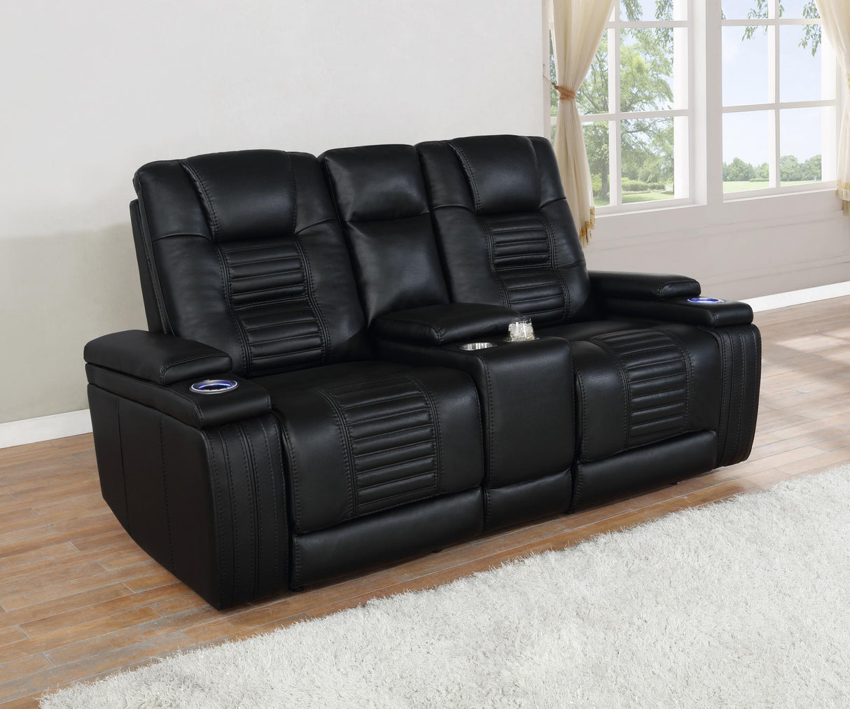Coaster Zane Upholstered Dual Power Loveseat Black