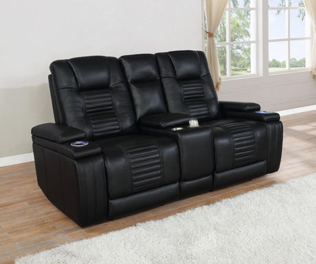 Coaster Zane Upholstered Dual Power Loveseat Black