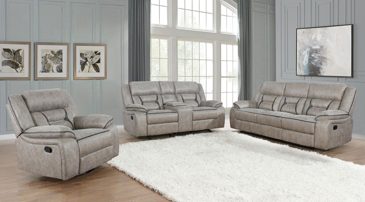 Coaster Greer 3-piece Upholstered Reclining Sofa Set Taupe