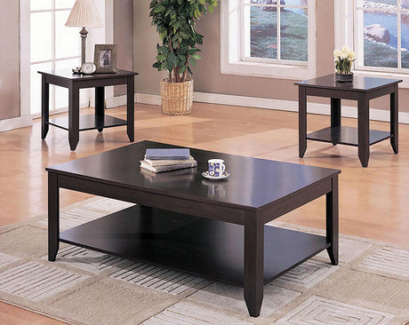 Coaster Brooks 3-piece Rectangular Coffee Table Set Cappuccino