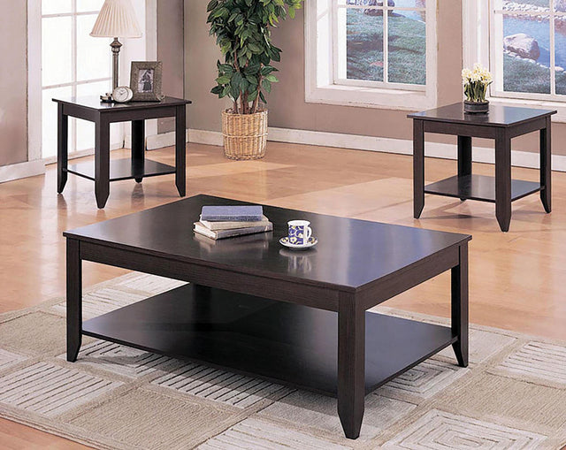 Coaster Brooks 3-piece Rectangular Coffee Table Set Cappuccino