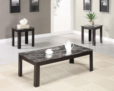 Coaster Rhodes 3-piece Faux Marble Top Coffee Table Set Grey