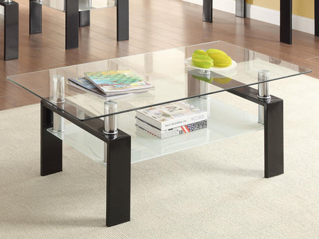 Coaster Dyer 1-shelf Rectangular Glass Top Coffee Table Black