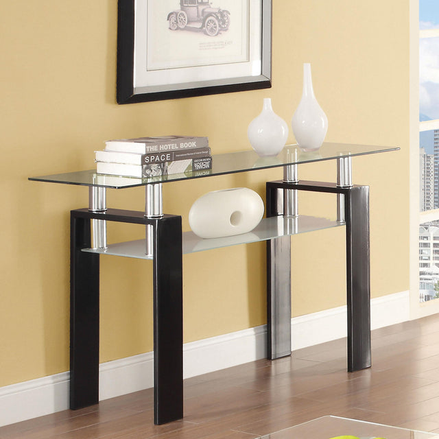 Coaster Dyer Rectangular Glass Top Entryway Sofa Console Table Black