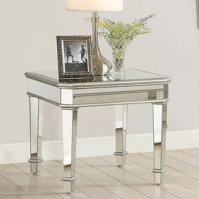 Coaster Eisley Square Mirrored Accent Side Table Silver