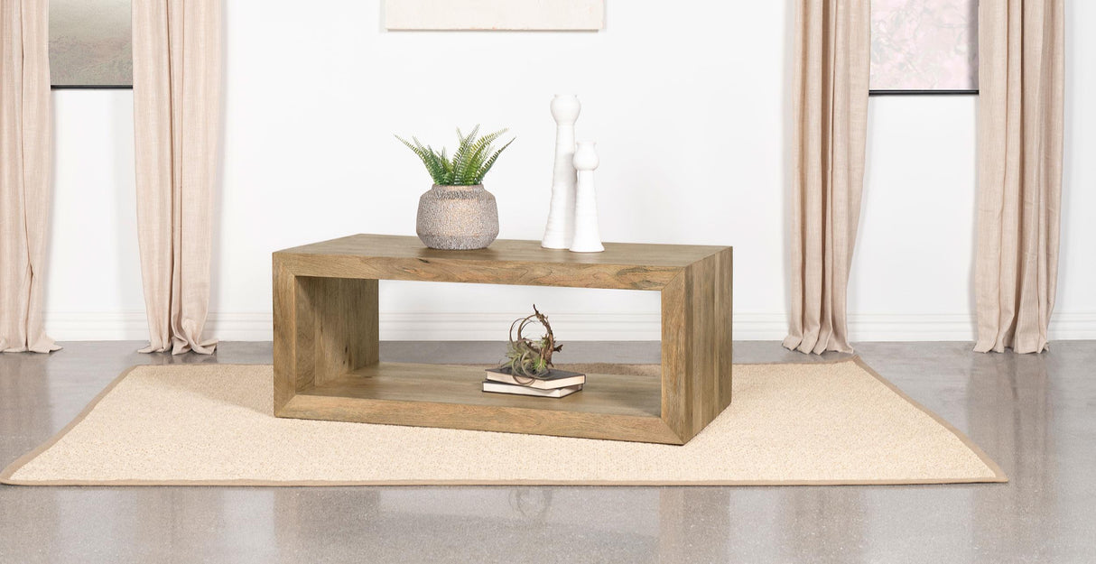 Coaster Benton Rectangular Solid Wood Coffee Table Natural