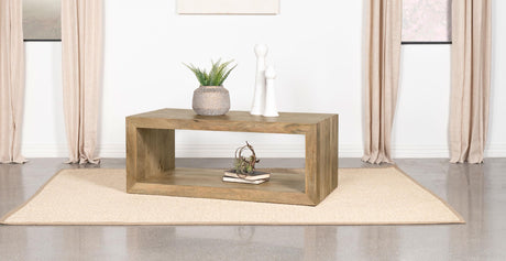 Coaster Benton Rectangular Solid Wood Coffee Table Natural