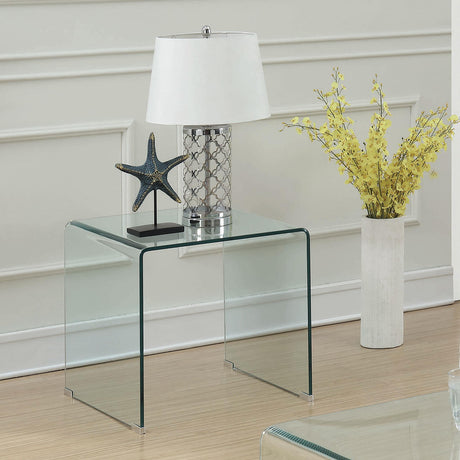 Coaster Ripley Squared Tempered Bent Glass Side End Table Clear