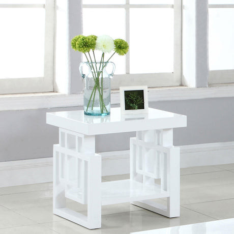 Coaster Schmitt Rectangular Side End Table White High Gloss