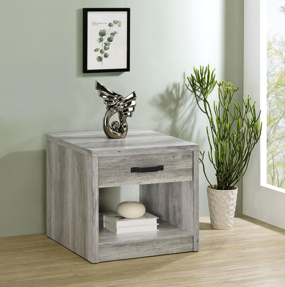 Coaster Felix 1-drawer Engineered Wood Side End Table Grey Driftwood
