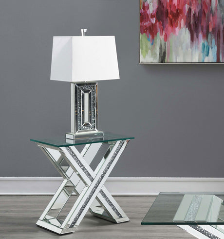 Coaster Bonnie Rectangular Mirrored Glass Top End Table Silver
