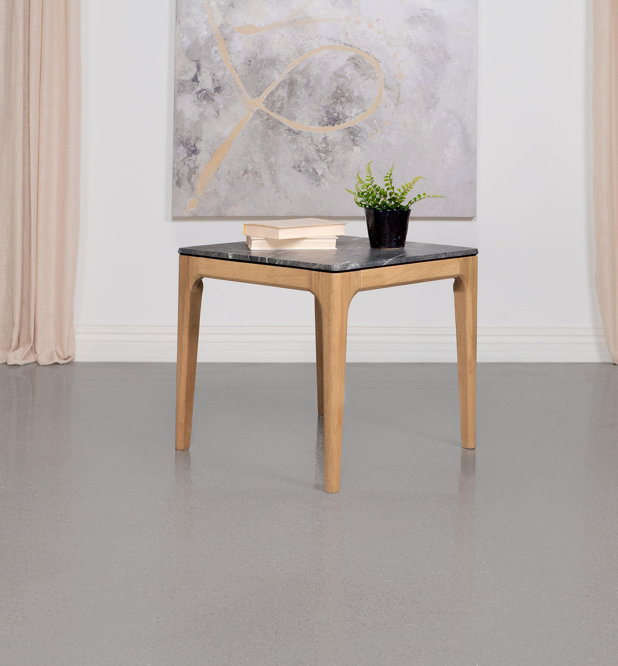 Coaster Polaris Square SmartTop Side End Table Grey and Light Oak