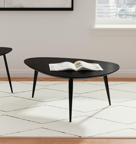 Coaster Odessa Triangular Solid Wood Coffee Table Black