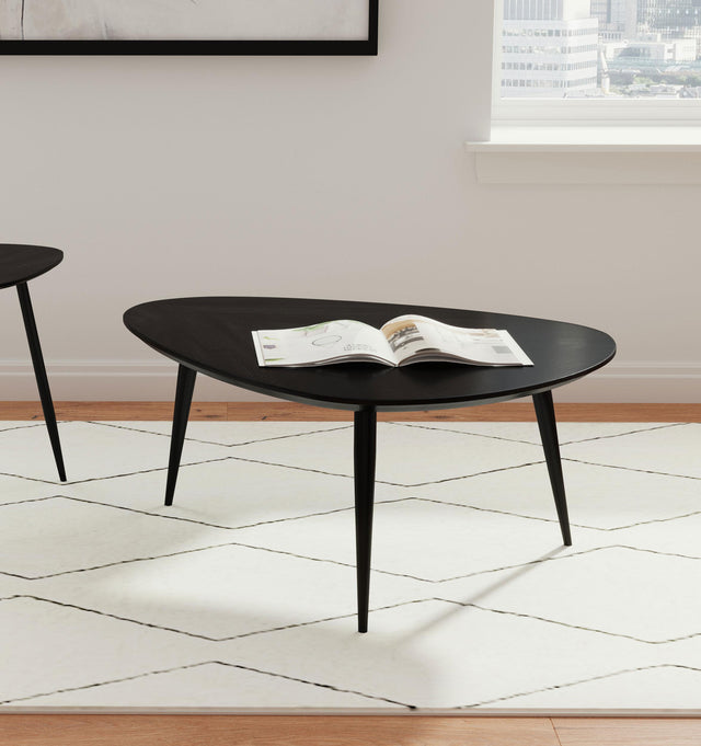 Coaster Odessa Triangular Solid Wood Coffee Table Black