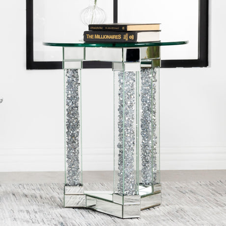 Coaster Octave Square Glass Top Mirrored Acrylic End Table Silver