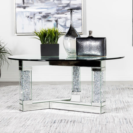 Coaster Octave Round Glass Top Mirrored Acrylic Coffee Table Silver
