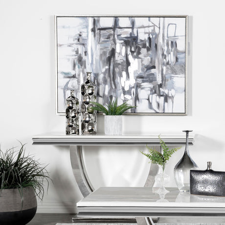 Coaster Kerwin U-base Stone Top Entryway Sofa Console Table Chrome