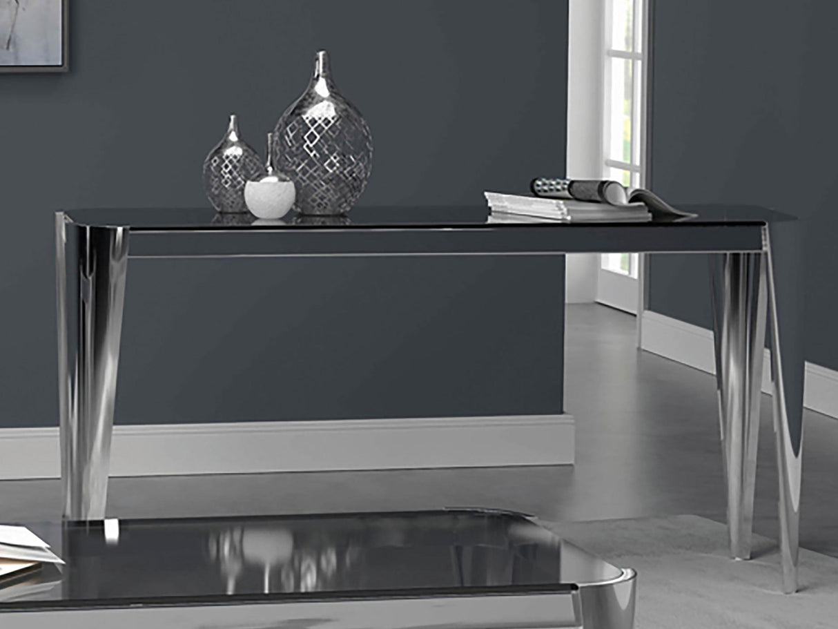 Coaster Rectangle Glass Top Console Table Silver and Grey