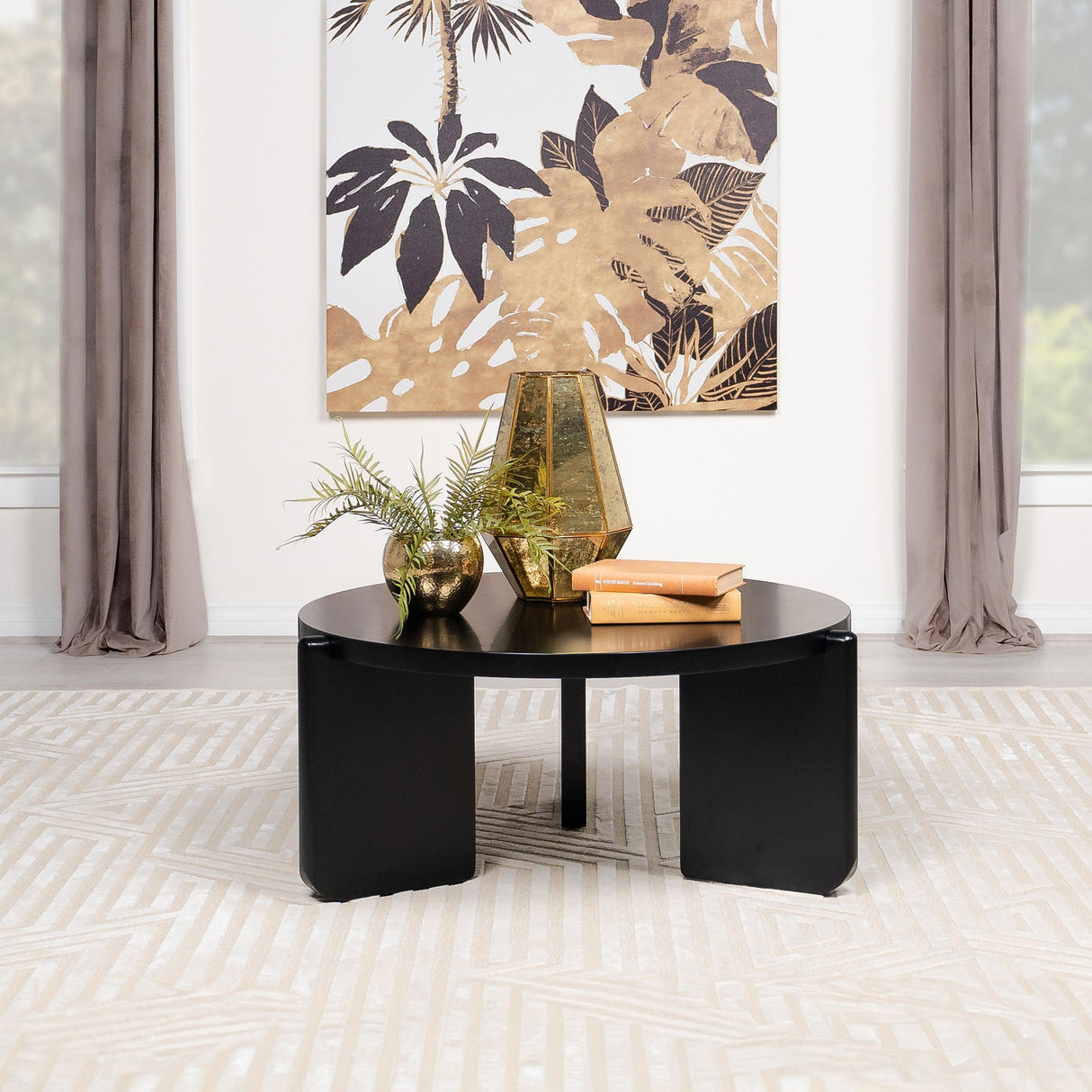 Coaster Cordova Round Solid Wood Coffee Table Black