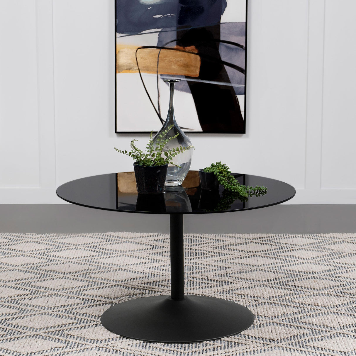 Coaster Ganso Round Metal Coffee Table With Tempered Glass Top Black