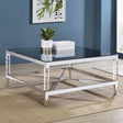 Coaster Lindley Square Tempered Mirror Acrylic Coffee Table Chrome