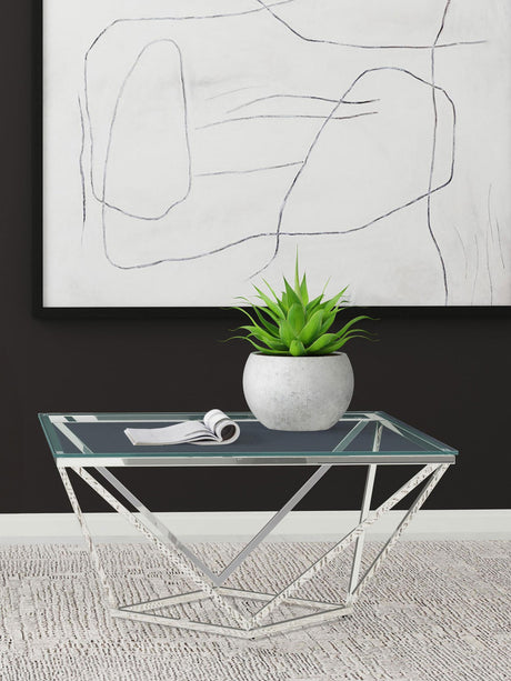 Coaster Brittania Square Glass Top Geometric Coffee Table Nickel