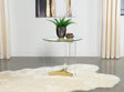 Coaster Janessa Round Glass Top Acrylic Leg End Table Matte Brass