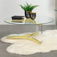 Coaster Janessa Round Glass Top Acrylic Leg Coffee Table Matte Brass