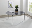 Coaster Rosalie Round Smoked Glass Top Coffee Table Sandy Black