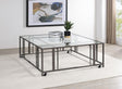 Coaster Adri Square Glass Top Coffee Table with Casters Black Nickel