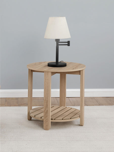Coaster Fowler 1-shelf Round Engineered Wood Side End Table Natural
