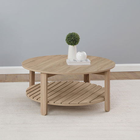Coaster Fowler 1-shelf Round Engineered Wood Coffee Table Natural