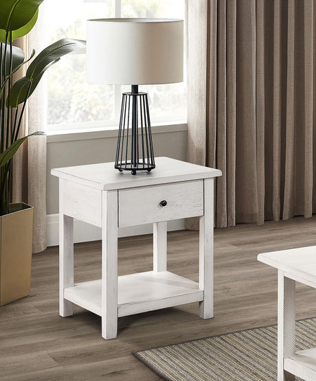 Coaster Payne 1-drawer Wood End Table with Shelf White