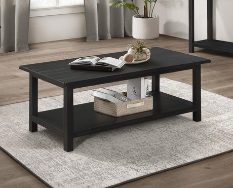 Coaster Payne Wood Coffee Table with Shelf Java