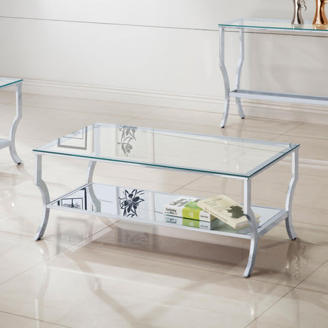 Coaster Saide Rectangular Glass Top Coffee Table Chrome