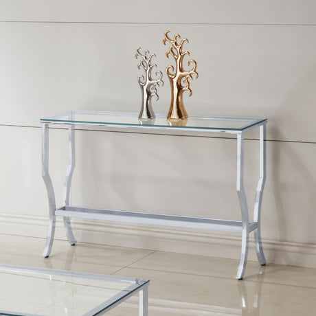 Coaster Saide Rectangular Glass Top Entryway Console Table Chrome