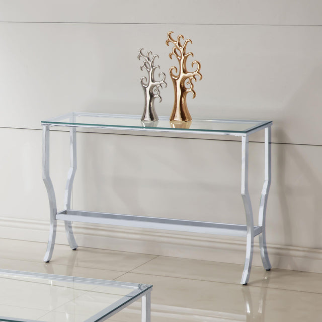 Coaster Saide Rectangular Glass Top Entryway Console Table Chrome