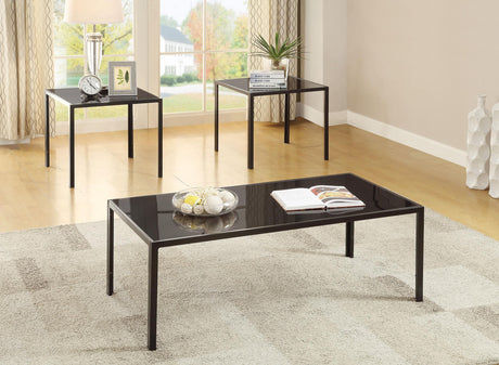 Coaster Brock Rectangular Glass Top Coffee Table Set Black