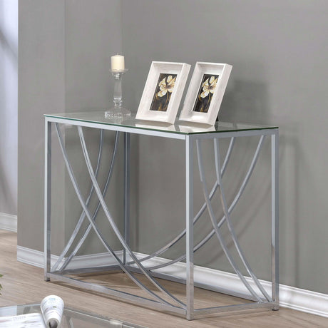 Coaster Lille Glass Top Entryway Sofa Console Table Accents Chrome
