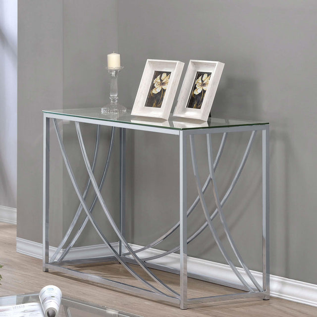 Coaster Lille Glass Top Entryway Sofa Console Table Accents Chrome