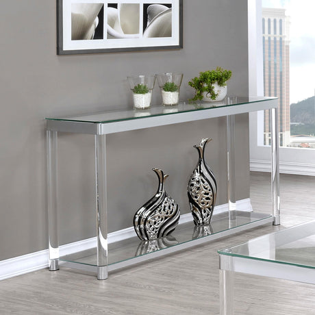 Coaster Anne Acrylic Glass Top Entryway Sofa Console Table Chrome