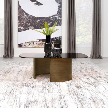 Coaster Morena Rectangular Tawny Glass Coffee Table Brushed Bronze